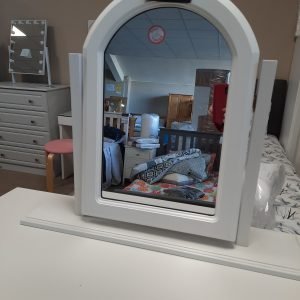 an image of a white cheval mirror
