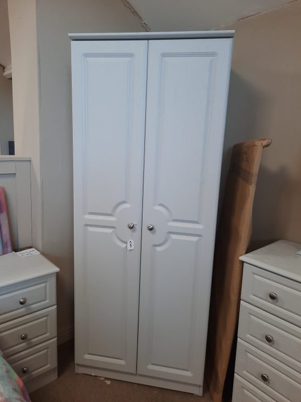 an image of a grey ash 2 door hanging wardrobe