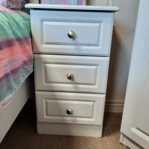 an image of a 3 drawer grey ash bedside locker