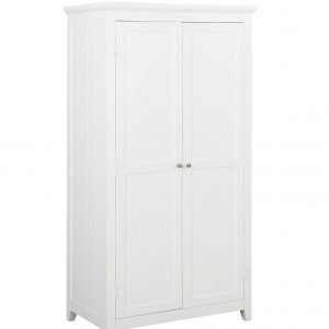 an image of a white 2 door wooden wardrobe
