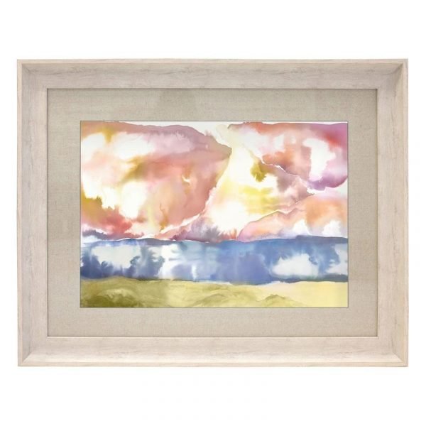 an image of a watercolour sunrise frramed picture