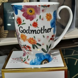 an image of a floral mug with godmother written on it
