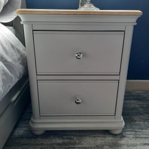 an image of a light grey 2 drawer locker